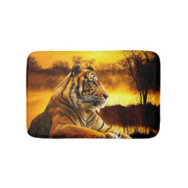 Tijger en zonsondergang badmat