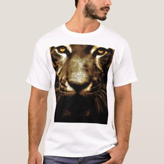 Tijger Eyes Mannen Basic Wit T-Shirt (Voorkant)