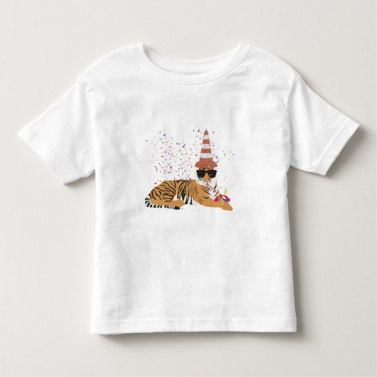 Tijger Feest - Dieren Hebben een Feest Kinder Shirts (Voorkant)