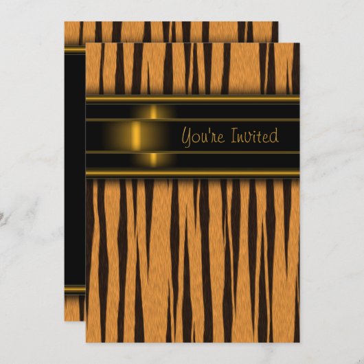 Tijger Feest Uitnodiging Template (Voorkant / Achterkant)