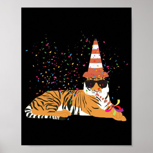 Tijger Feestvierende Dieren Die Een Feest Hebben Poster (Voorkant)