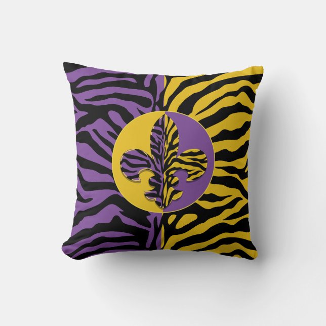 Tijger Fleur de lis Worpkussen Kussen (Voorkant)