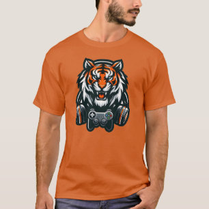 Tijger Gamer Oranje T-Shirt voor Mannen