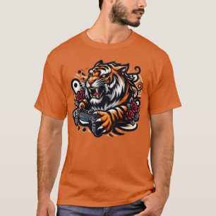 Tijger Gamer Oranje T-Shirt voor Mannen