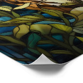 Tijger Gebrandschilderd Glas Jungle Kunst Poster (Hoek)