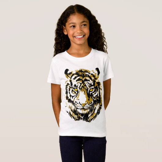 Tijger geel - kleurig tijgergezicht T-shirt (Voorkant volledig)