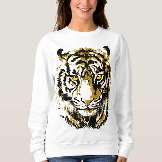 Tijger - Geel Sweatshirt - Kleurig tijgergezicht (Voorkant)
