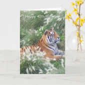 Tijger gepersonaliseerde 40e verjaardag kaart (Gele Bloem)