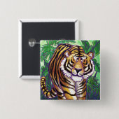 Tijger Geschenken & Accessoires Vierkante Button 5,1 Cm (Voorkant /achterkant)