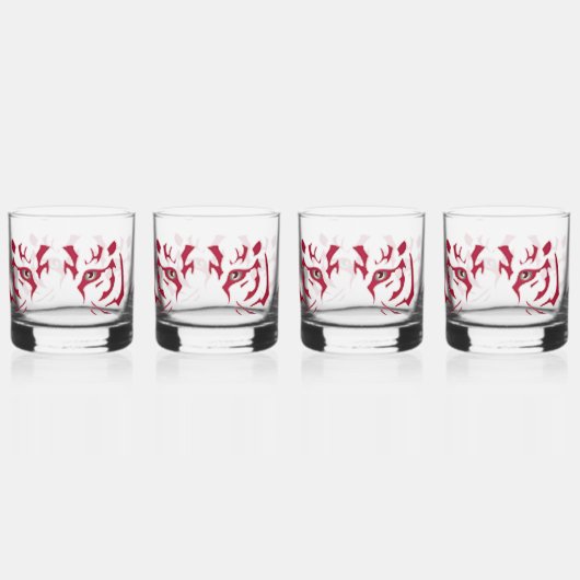 Tijger Gezicht Bril Drinkware Set Whisky Glas (Achterkant)