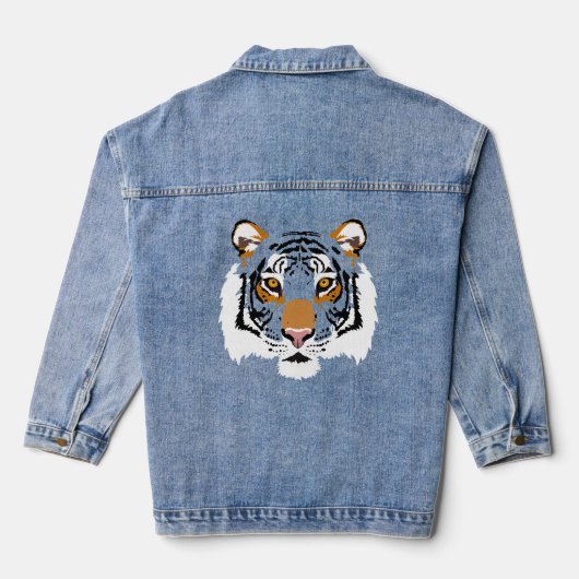 Tijger Gezicht Grafische Print Denim Jacket (Achterkant)