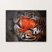 Tijger Gezicht Motiverende Kunst Legpuzzel (Horizontaal)