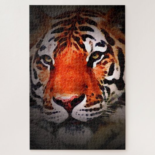Tijger Gezicht Motiverende Kunst Legpuzzel (Verticaal)