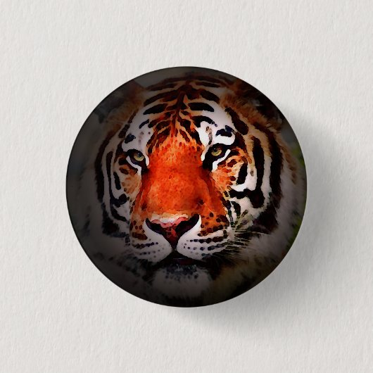 Tijger Gezicht Motiverende Kunst Ronde Button 3,2 Cm (Voorkant)
