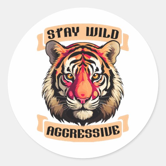 TIJGER GEZICHT RONDE STICKER (Voorkant)