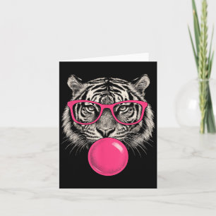 Tijger Gezicht Roze Zonnebril Wild Dier Jungle Gra Kaart