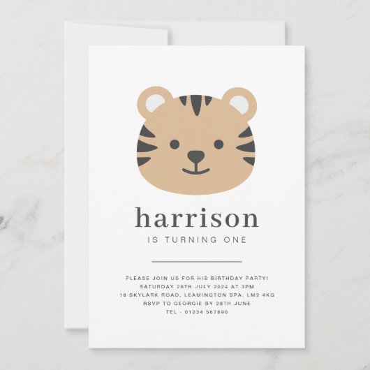 Tijger Gezicht - Verjaardag Uitnodiging (Voorkant)