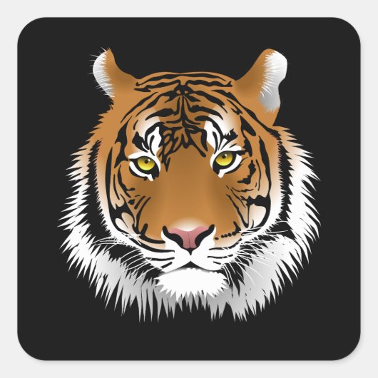 Tijger Gezicht Vierkante Sticker (Voorkant)