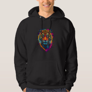 Tijger Gezicht Wilde Dier Kleurrijke Tijger voor V Hoodie