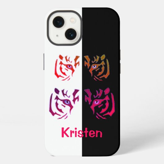 Tijger Gezicht Zwart & Wit iPhone Hoesje (Achterkant)
