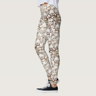 Tijger Gezichtsontwerp Wit en Bruin Leggings