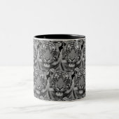 tijger gezichtspatroon in grijze schelpen tweekleurige koffiemok (Center)