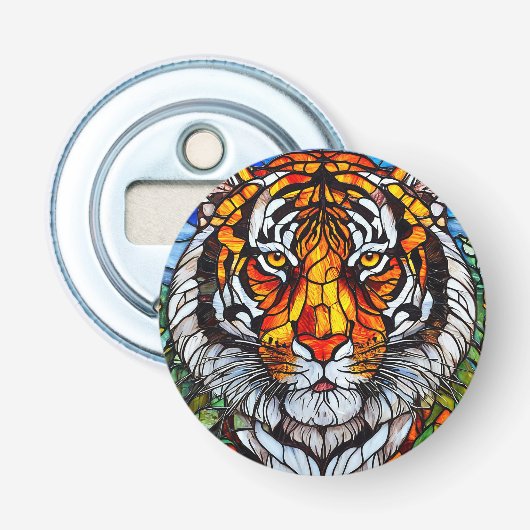 Tijger Glas-in-lood Bar Tool Cadeau Button Flesopener (Voorkant)