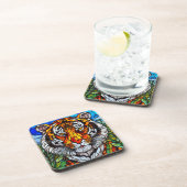 Tijger glas in lood bier onderzetter (Rechterzijde)
