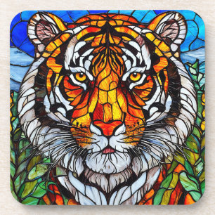 Tijger glas in lood bier onderzetter