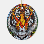 Tijger glas in lood keramisch ornament (Links)