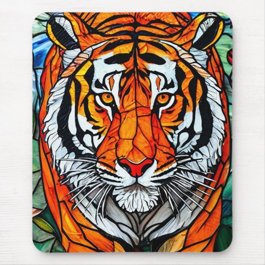 Tijger glas in lood muismat (Voorkant)