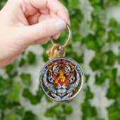 Tijger glas in lood sleutelhanger (Hand)