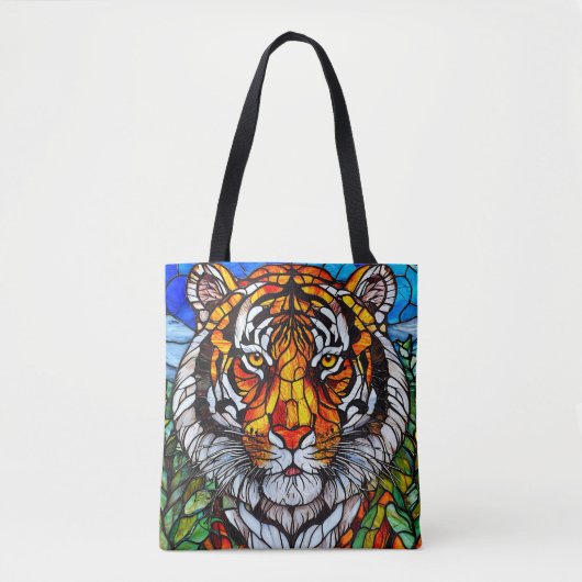Tijger glas in lood tote bag (Voorkant)