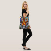 Tijger glas in lood tote bag (Op model)