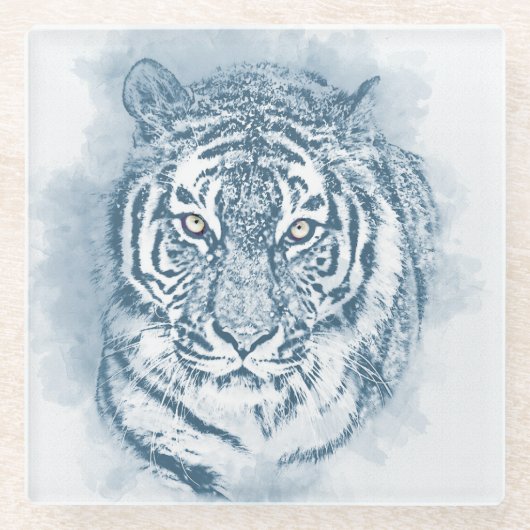 tijger glazen onderzetter (Voorkant)