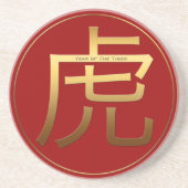 Tijger Goud met ingegraven effect Symbool Zodiac C Zandsteen Onderzetter (Voorkant)