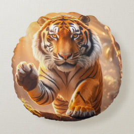 Tijger - Gouden Tijger Rond Kussen