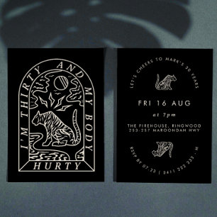 Tijger Grappige Lichaam Pijn 30e Verjaardagsuitnod Kaart