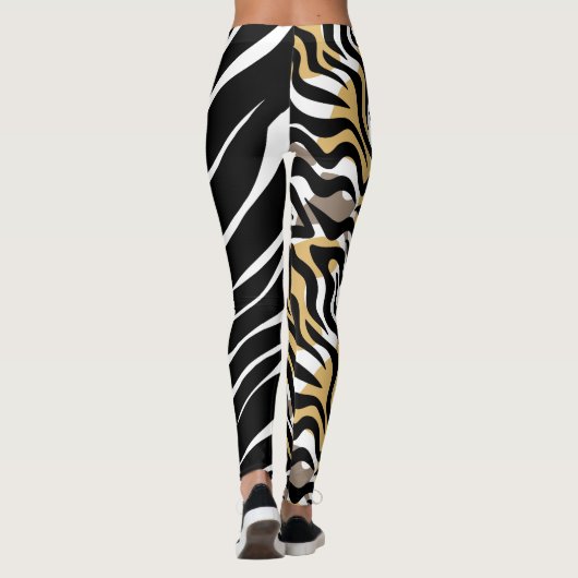 Tijger Grote Kat Patroon Dier Bruin Wit Zwart Fun Leggings (Achterkant)