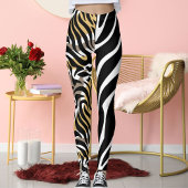 Tijger Grote Kat Patroon Dier Bruin Wit Zwart Fun Leggings