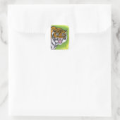 Tijger Growling Ronde Sticker (Tas)