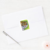 Tijger Growling Ronde Sticker (Envelop)