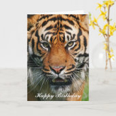 Tijger - Happy Birthday Wenskaart Kaart (Gele Bloem)