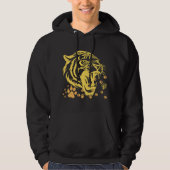 Tijger Head Roar Claws Mannen Zwart Hoodie (Voorkant)
