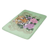 Tijger Henna roze paarse bloemen Badmat (Gekanteld)