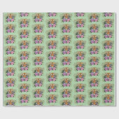 Tijger Henna roze paarse bloemen Cadeaupapier (Vlak)