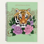 Tijger Henna roze paarse bloemen Planner (Voorkant)