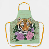 Tijger Henna roze paarse bloemen Schort (Voorkant)