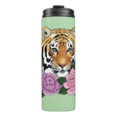 Tijger Henna roze paarse bloemen Thermosbeker (Voorkant)