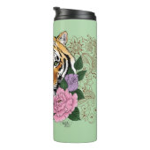 Tijger Henna roze paarse bloemen Thermosbeker (Geroteerd rechts)